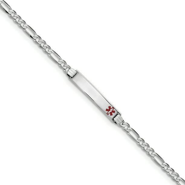 Medical Red Enamel Figaro Link ID Bracelet Medical Red Enamel Figaro Link ID Bracelet